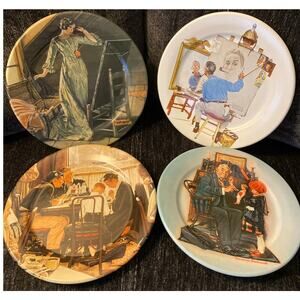 Norman Rockwell Collector Plates Lot of 4 Knowles 1981 Triple Self Portrait